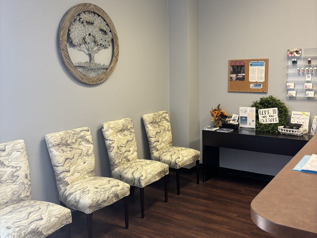 The waiting area at the Functional Medicine & Wellness Center in Flower Mound